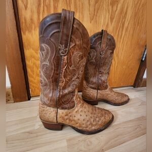 Tony LamsBrown Ostrich Leather Cowboy Boots